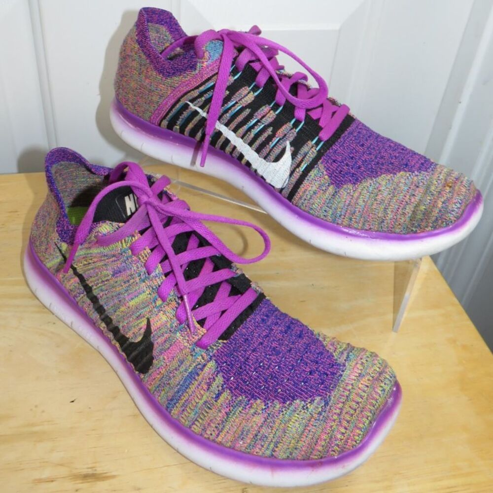 Nike Free RN Flyknit Running Shoes Womens Size 11 Hyper Purple Multi 831070-500